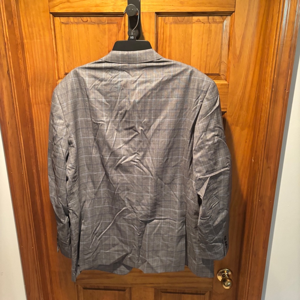 Peter Millar Men's Wool Suit Jacket Blazer Gray Blue Plaid Size 50R - Picture 4 of 7